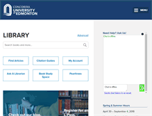 Tablet Screenshot of library.concordia.ab.ca
